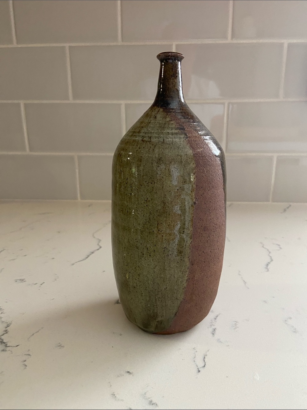 Vintage Studio Pottery Bottle Vase Hand Thrown Stoneware